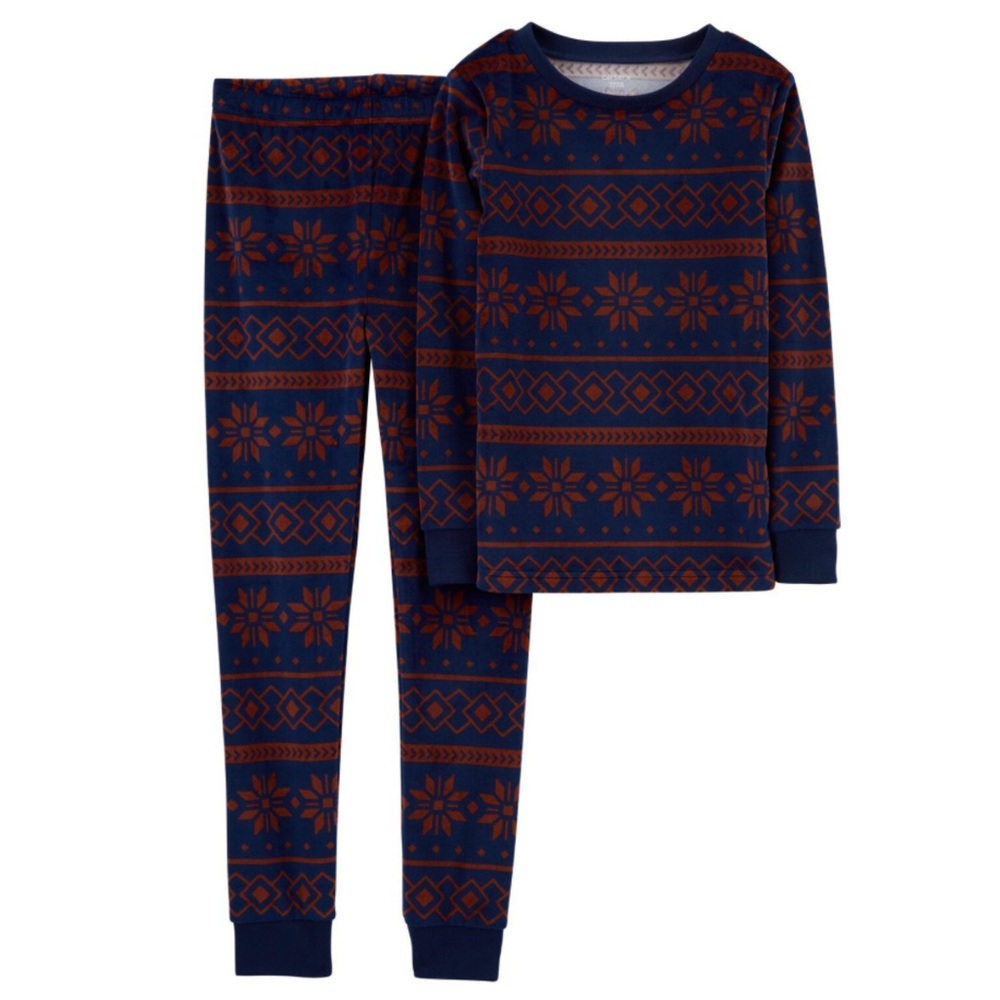 Carter’s Boys Fair Isle Fuzzy Velboa Shirt and Pants Pajamas